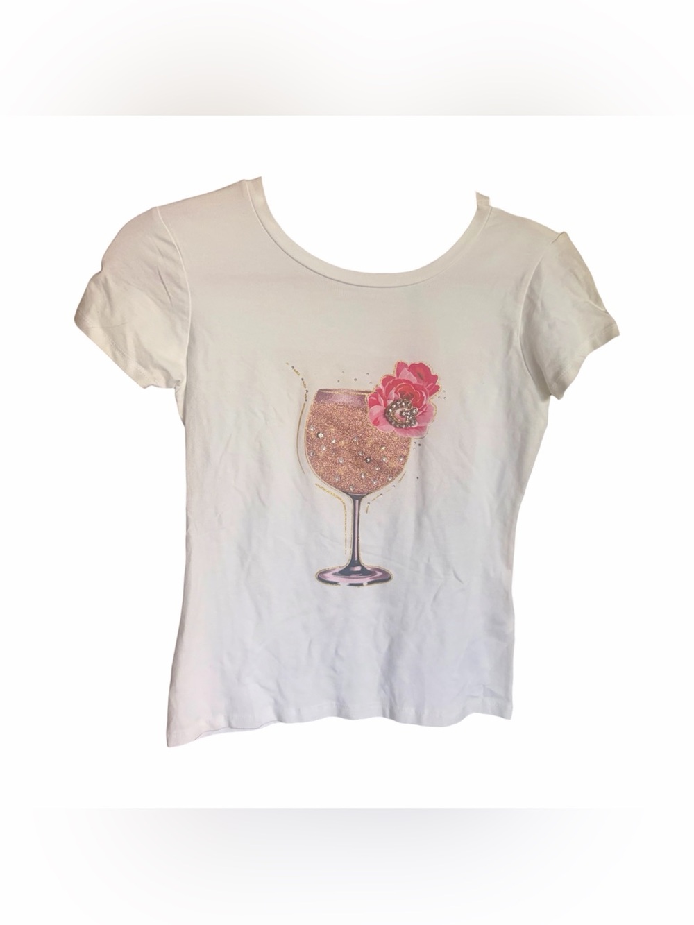 Guess White T-Shirt with Pink “G” Drink